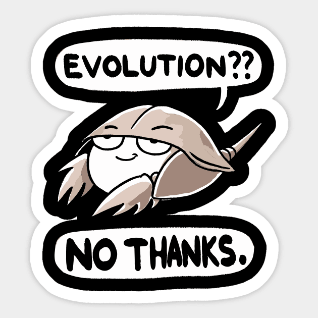 Evolution no thanks Cool Horseshoe Crab (Back Print) Sticker by DoodleDashDesigns